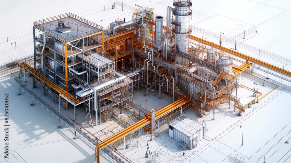 © kanesuan - A detailed digital replica of an industrial complex, optimized for operational efficiency using BIM workflows © kanesuan - A detailed digital replica of an industrial complex, optimized for operational efficiency using BIM workflows