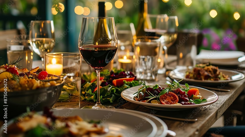 Glass with wine and a set of wine snacks, cheese, meat, vegetables and other snacks on the table. selective focus. Generative AI, Glass with wine and a set of wine snacks, cheese, meat, vegetables and other snacks on the table. selective focus. Generative AI,