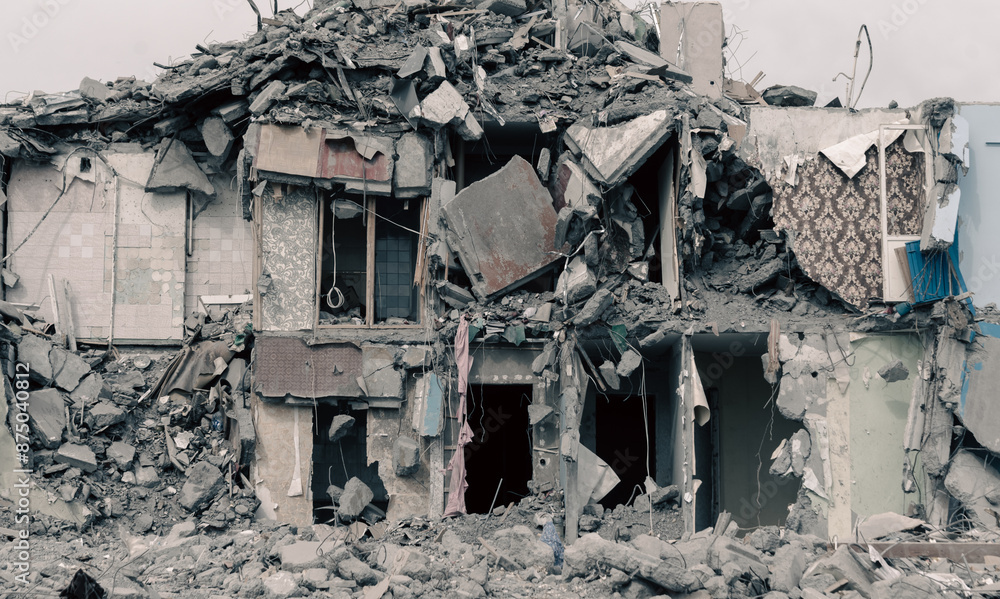 destroyed houses in a city lost in the war in Ukraine destroyed houses in a city lost in the war in Ukraine
