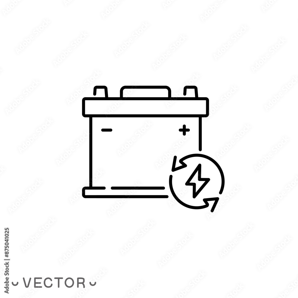 charger car battery icon, alkaline accumulator, thin line symbol isolated on white background, editable stroke eps 10 vector illustration charger car battery icon, alkaline accumulator, thin line symbol isolated on white background, editable stroke eps 10 vector illustration