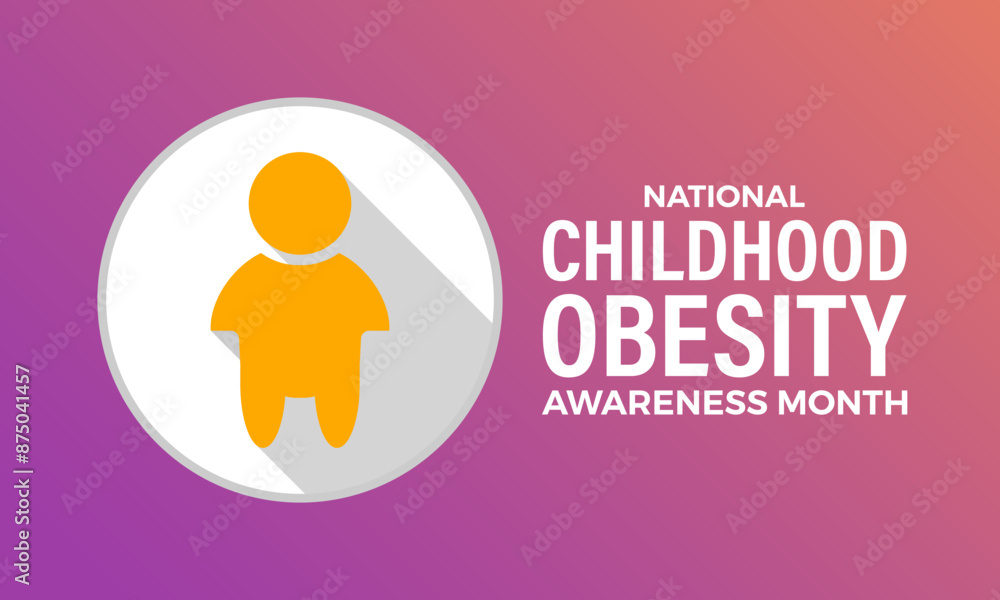 National Childhood Obesity Awareness month. Greeting card, poster, Ribbon, banner, Vector Template. National Childhood Obesity Awareness month. Greeting card, poster, Ribbon, banner, Vector Template.