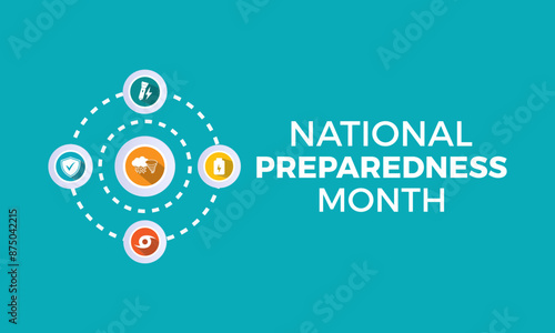 National Preparedness Month. Emergency concept Greeting card, poster, Ribbon, banner, Vector Template.