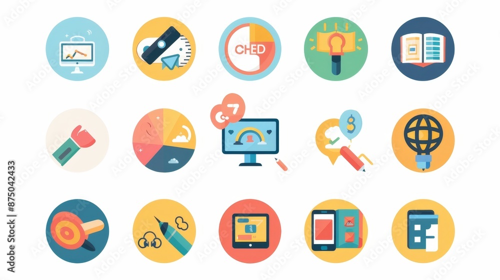 Flat Design Business Icon Set. Flat Design Business Icon Set.