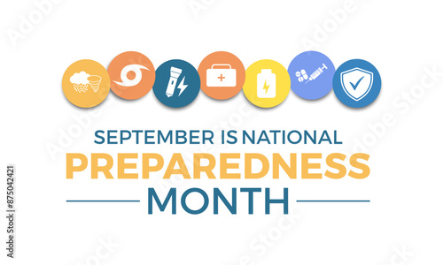 National Preparedness Month. Emergency concept Greeting card, poster, Ribbon, banner, Vector Template.
