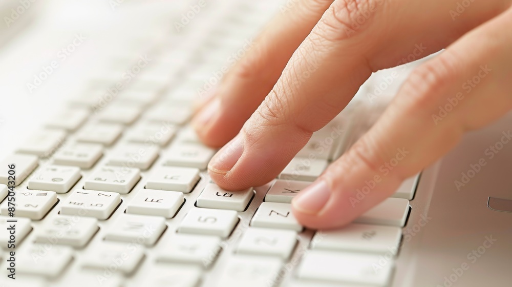 Finger Typing on White Keyboard. Finger Typing on White Keyboard.