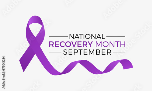 National Recovery Month in september. Health Care concept Greeting card, poster, Ribbon, banner, Vector Template.