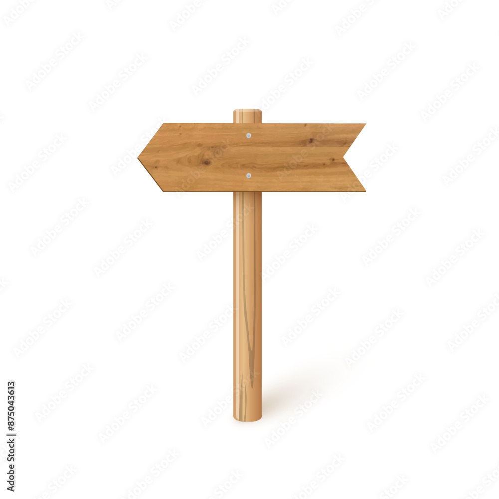 3d wooden signboard vector illustration. Realistic wood sign post. Blank arrow with wood texture, plywood road pointer. City guidance 3d wooden signboard vector illustration. Realistic wood sign post. Blank arrow with wood texture, plywood road pointer. City guidance