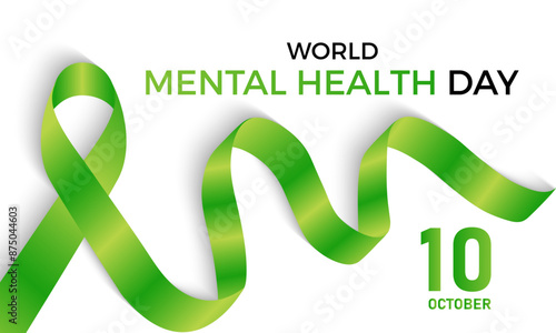 world mental health day observed on october 10. Health Care concept Greeting card, poster, Ribbon, banner, Vector Template.