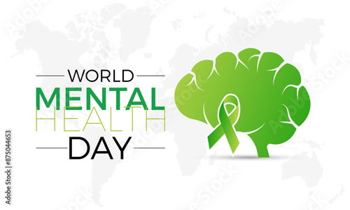 world mental health day observed on october 10. Health Care concept Greeting card, poster, Ribbon, banner, Vector Template.