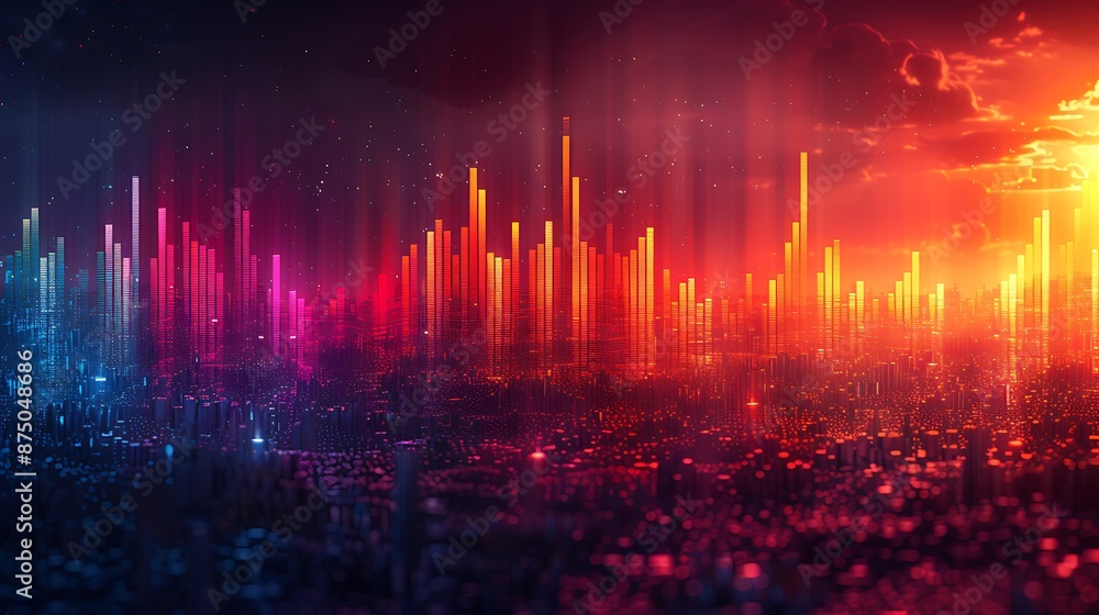 Bar charts with many colors going up and down for stock market investment or bright colorful banking charts Bar charts with many colors going up and down for stock market investment or bright colorful banking charts