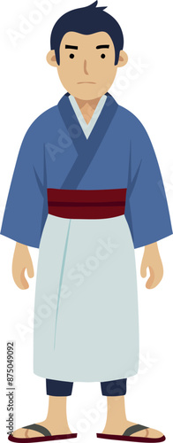 Illustration Of Man In Traditional Japanese Clothing