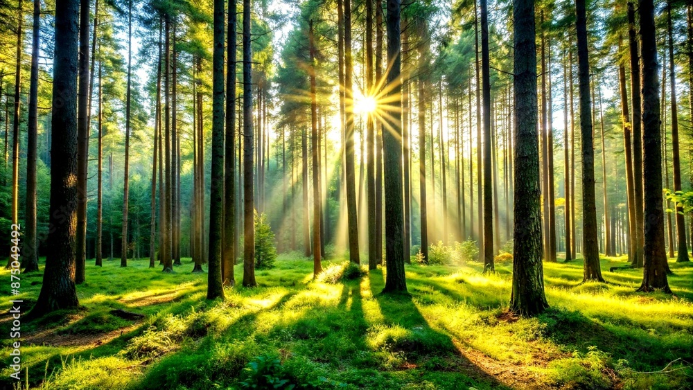 Naklejka premium The Heart of the Woods: A Journey Through Verdant Landscapes Generative Art IA