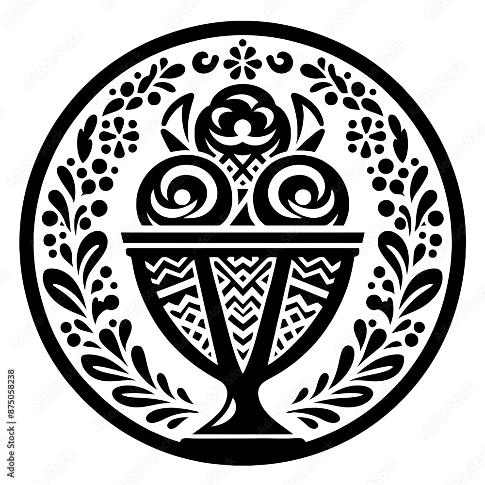 ice cream in decorative emblem ornament, Victorian, art deco, art nouveau, boho, bohemian, folk, flourish ice cream in decorative emblem ornament, Victorian, art deco, art nouveau, boho, bohemian, folk, flourish