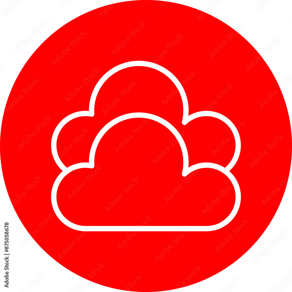 Cloud Vector Line White Circle Red Cloud Vector Line White Circle Red