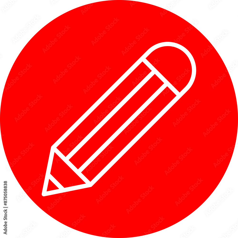 Pencil Vector Line White Circle Red Pencil Vector Line White Circle Red