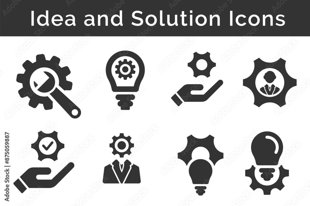 Idea and Solution 8 vector icons (Grey Version) Idea and Solution 8 vector icons (Grey Version)