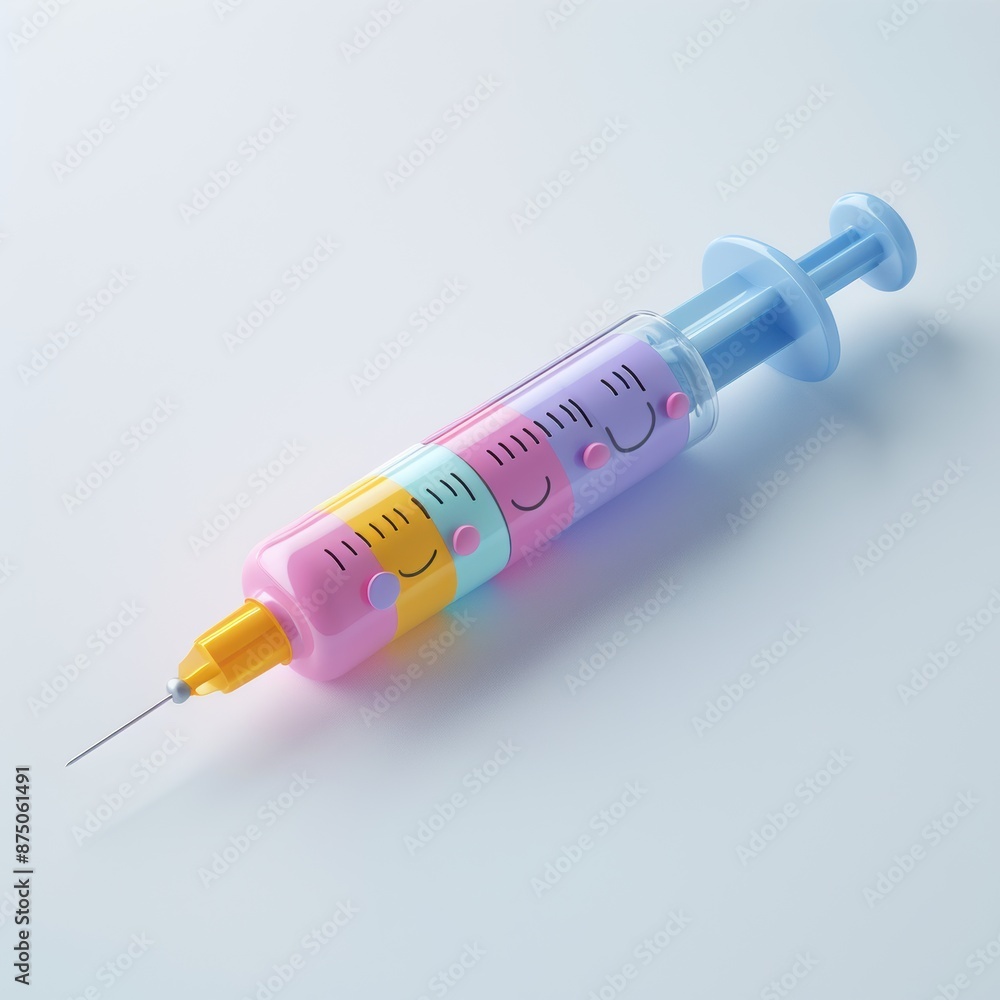 A Smiling Syringe on a White Background A Smiling Syringe on a White Background