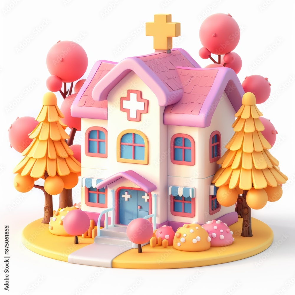 Fototapeta premium A Miniature Hospital in a Colorful Autumn Scene