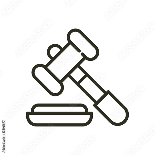 Auction judge court hammer outline icon. Law gavel illustration image. Market auction bidding vector icon