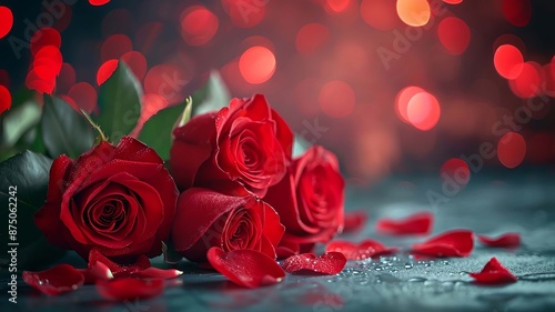 Beautiful red card with hearts. Love concept, Valentine's Day greeting card. Selective focus. Generative AI,