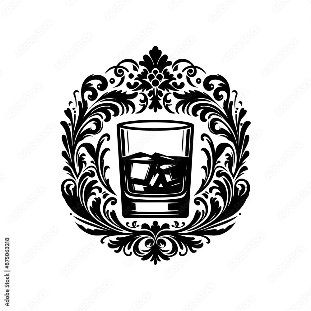 Obraz premium vegetable in decorative emblem ornament.