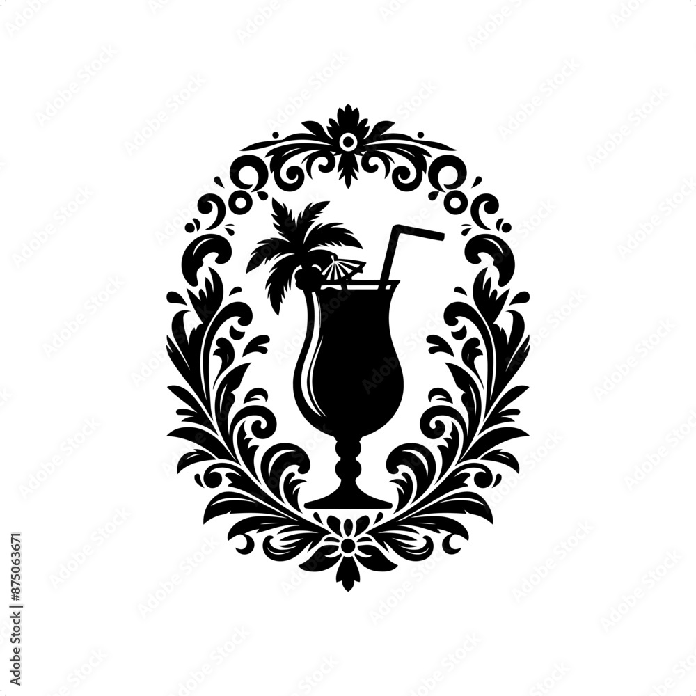 Fototapeta premium vegetable in decorative emblem ornament.