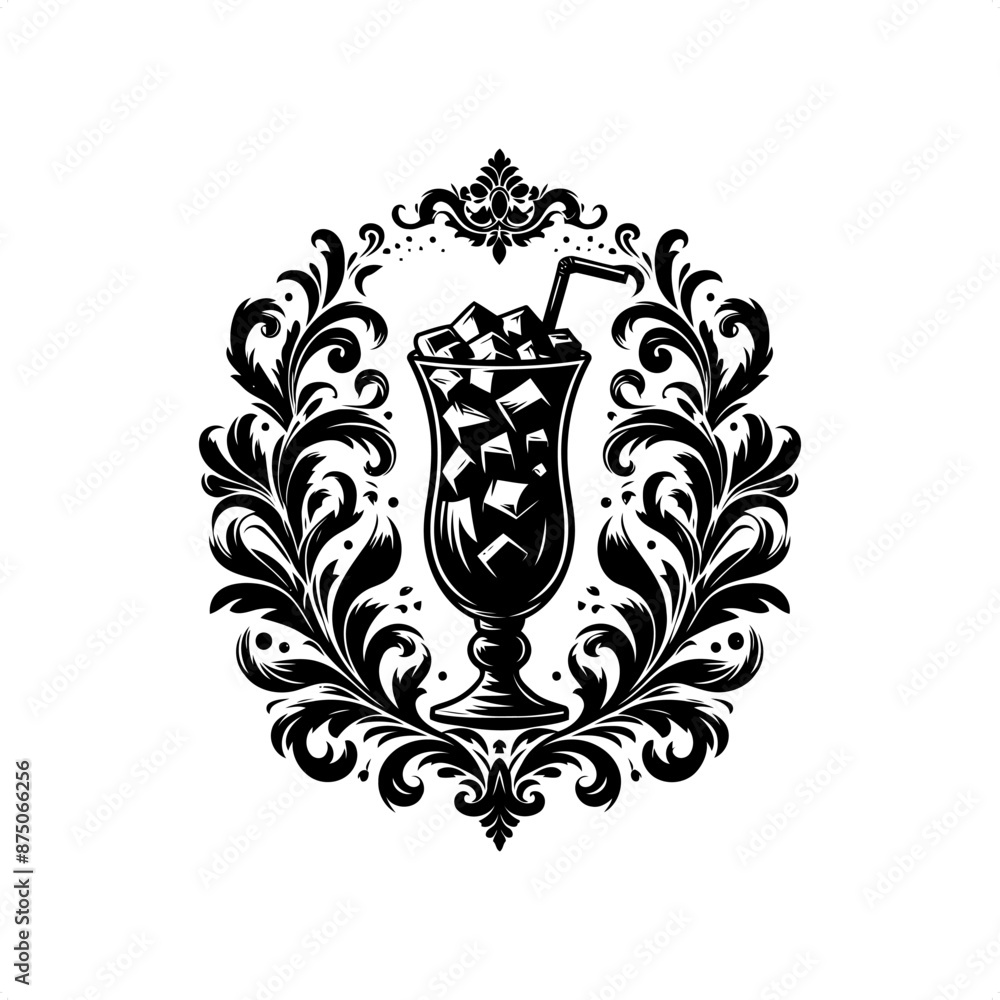 Fototapeta premium vegetable in decorative emblem ornament.