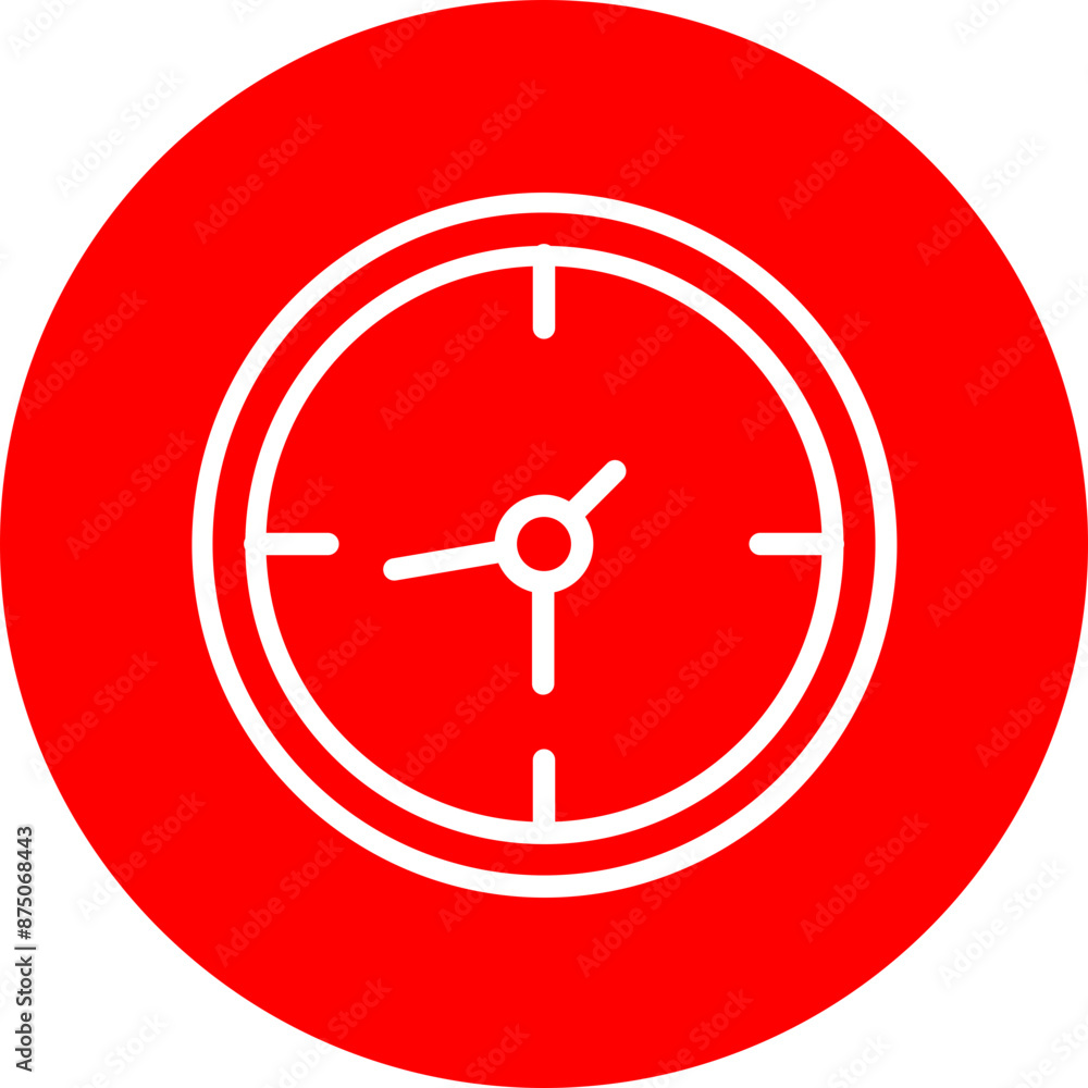 Clock Vector Line White Circle Red