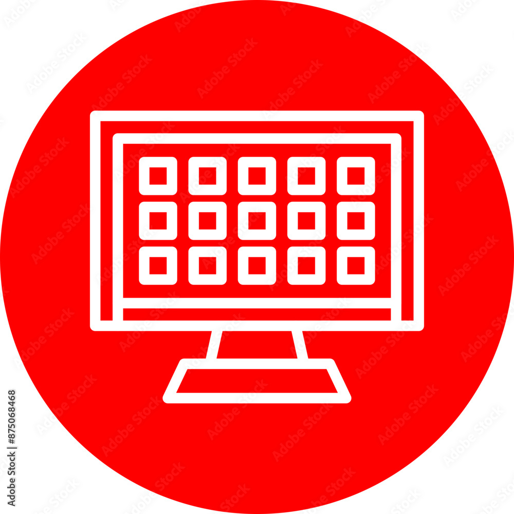 Menu Vector Line White Circle Red Menu Vector Line White Circle Red