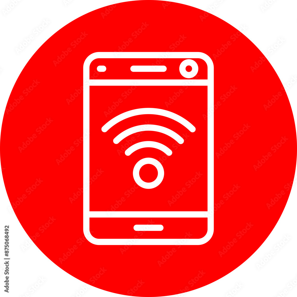 Wifi Vector Line White Circle Red