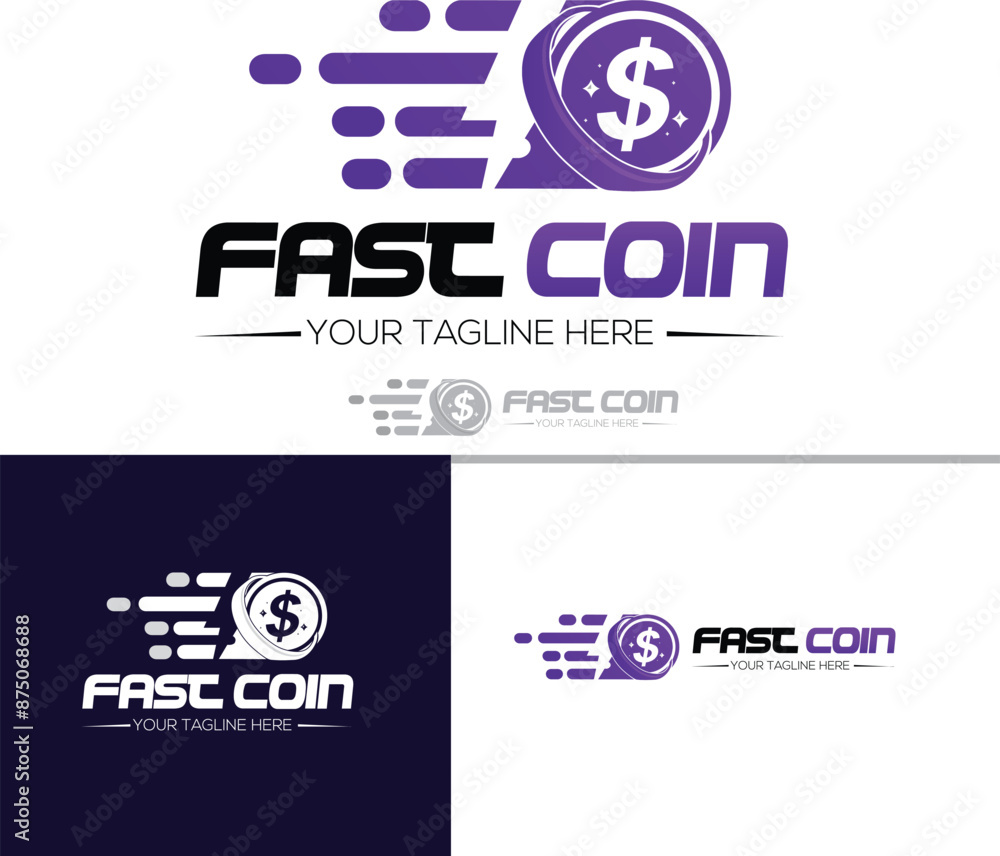 Fototapeta premium Fast coin logo design. Fast coin logo template. Fast Coin logo designs concept vector illustration.