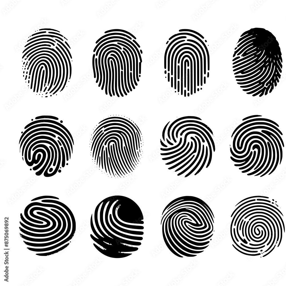 fingerprint set vector isolated fingerprint set vector isolated