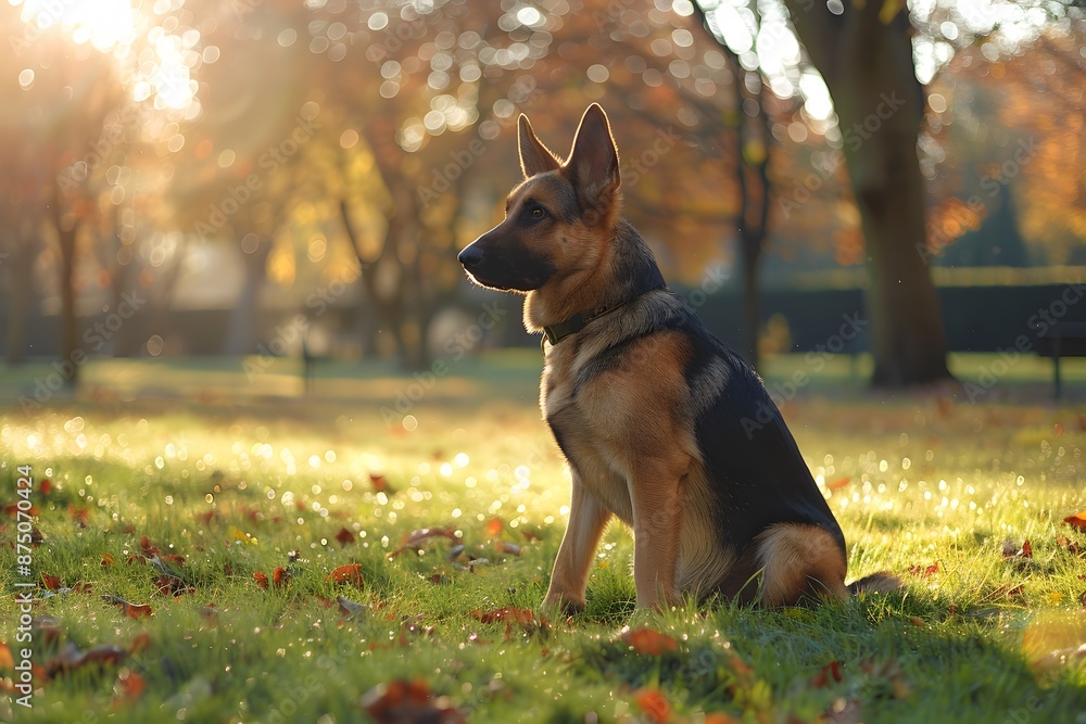 Beautiful dog playing in the park Beautiful dog playing in the park
