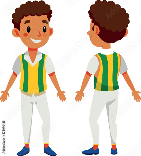 Cartoon Boy Character Front And Back View