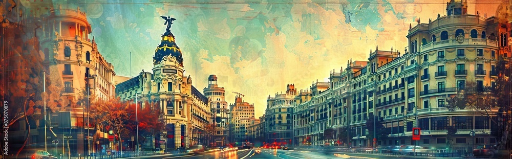 Fototapeta premium photo collage with an ancient city. Paper texture. AI generated illustration