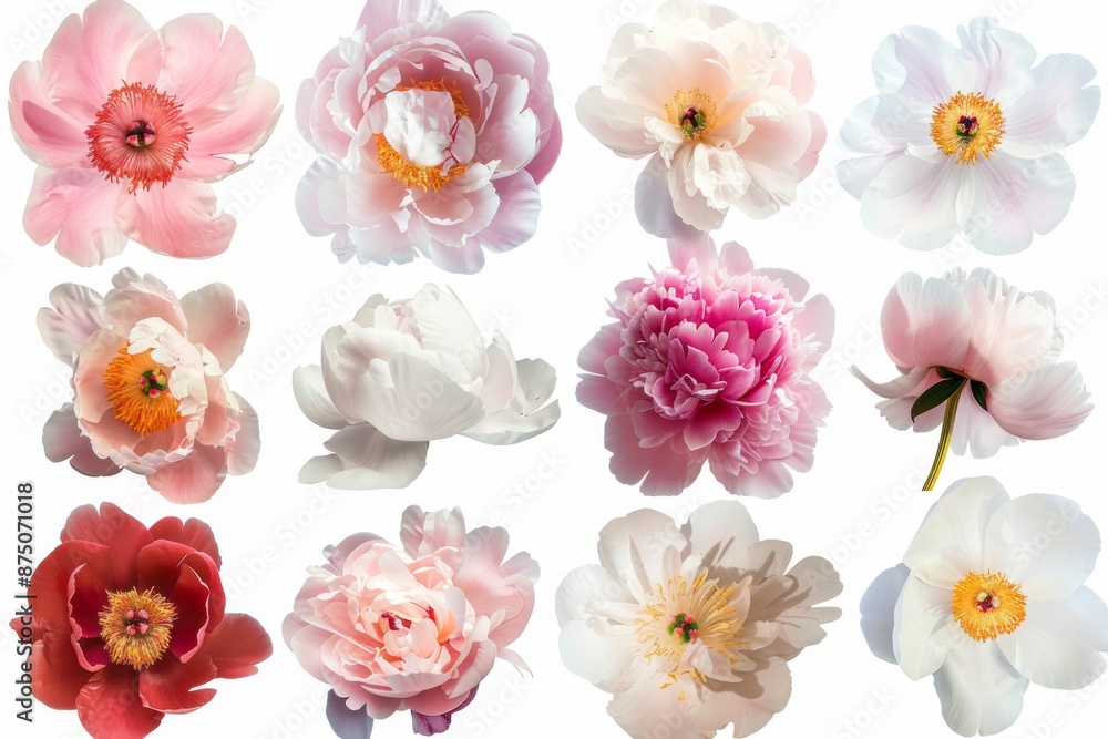 A stunning collage of peony blossoms showcasing intricate details and soft colors. Each flower is carefully arranged to highlight its unique beauty. A stunning collage of peony blossoms showcasing intricate details and soft colors. Each flower is carefully arranged to highlight its unique beauty.