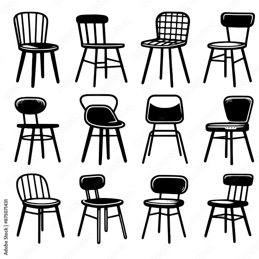 chair vector set vector isolated chair vector set vector isolated