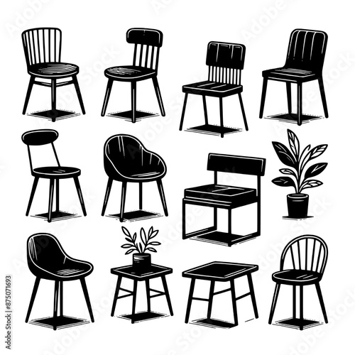 chair vector set vector isolated