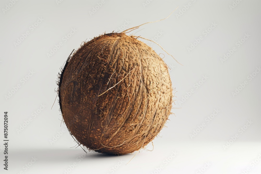 A single coconut stands alone, its rough brown shell evoking the warmth of a tropical paradise. The coconut's prominent display showcases its natural beauty. A single coconut stands alone, its rough brown shell evoking the warmth of a tropical paradise. The coconut's prominent display showcases its natural beauty.
