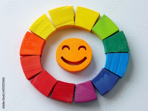 circular diagram categorizing emotions into primary and secondary categories, with color-coded sections and explanations, useful for emotional mapping and therapy sessions. photo