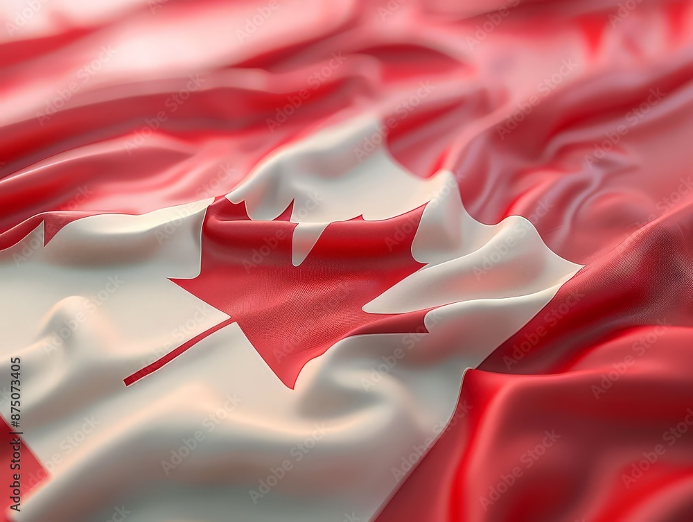 detailed representation of the Canadian flag with its iconic maple leaf rendered in three dimensions, symbolizing unity, diversity, and natural beauty. detailed representation of the Canadian flag with its iconic maple leaf rendered in three dimensions, symbolizing unity, diversity, and natural beauty.