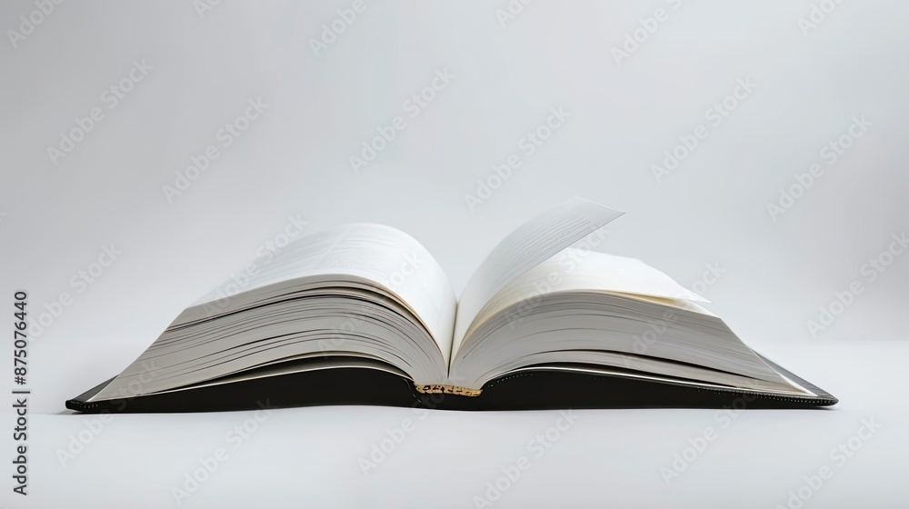 An open book with white pages against a plain white background. Ideal for educational, literary, and reading-themed concepts. An open book with white pages against a plain white background. Ideal for educational, literary, and reading-themed concepts.