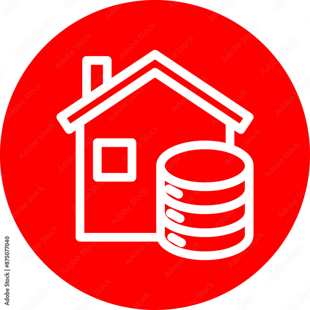 Data House Vector Line White Circle Red Data House Vector Line White Circle Red