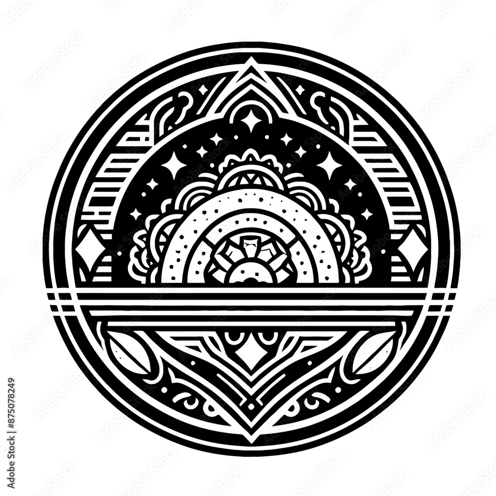 Obraz premium Tacos, mexico in decorative emblem ornament, Victorian, art deco, art nouveau, boho, bohemian, folk, flourish
