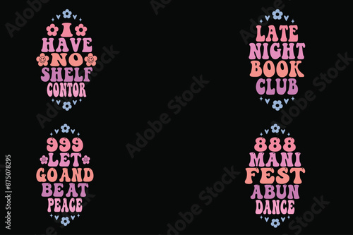 I have no shelf Connor, late night book club, 999 let go and be at peace, 888 manifest abundance retro keychain designs