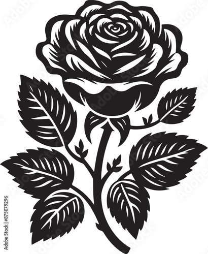 rose Flower Coloring Pages, vector black color silhouette