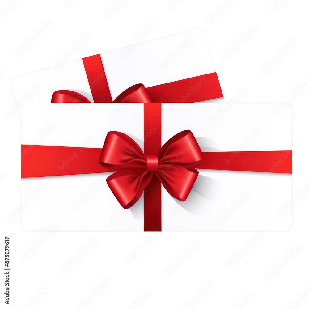 Gift cards with red ribbons isolate on transparent png.
Gift cards with red ribbons isolate on transparent png.