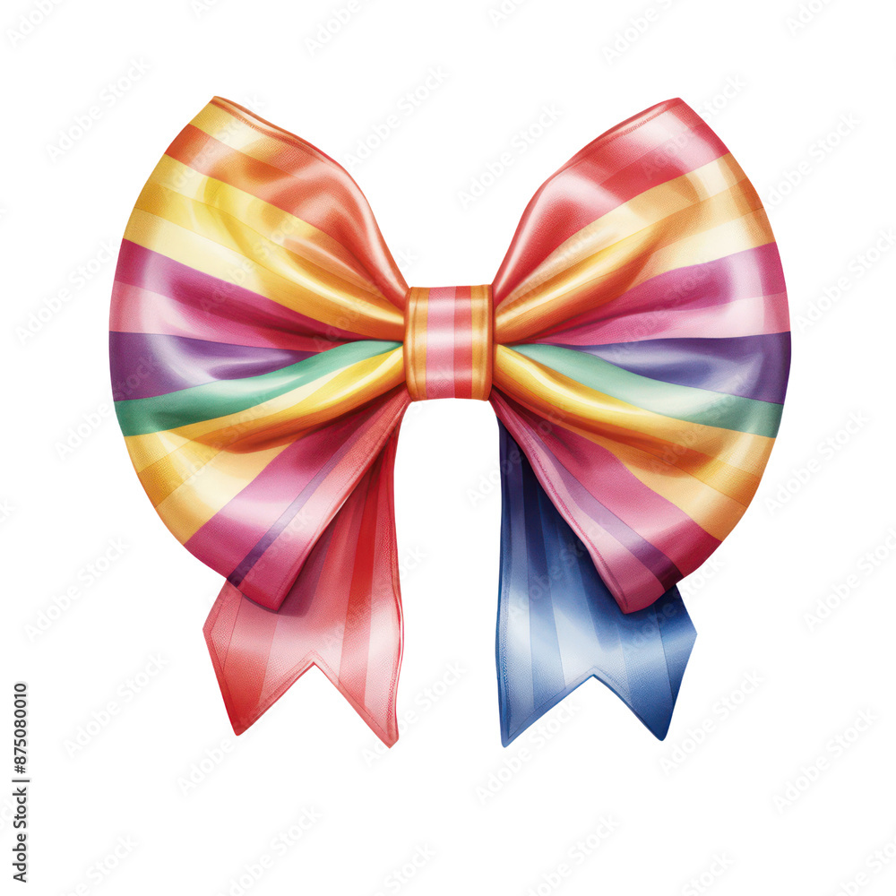 Rainbow color ribbon bow isolate on transparent png. Rainbow color ribbon bow isolate on transparent png.
