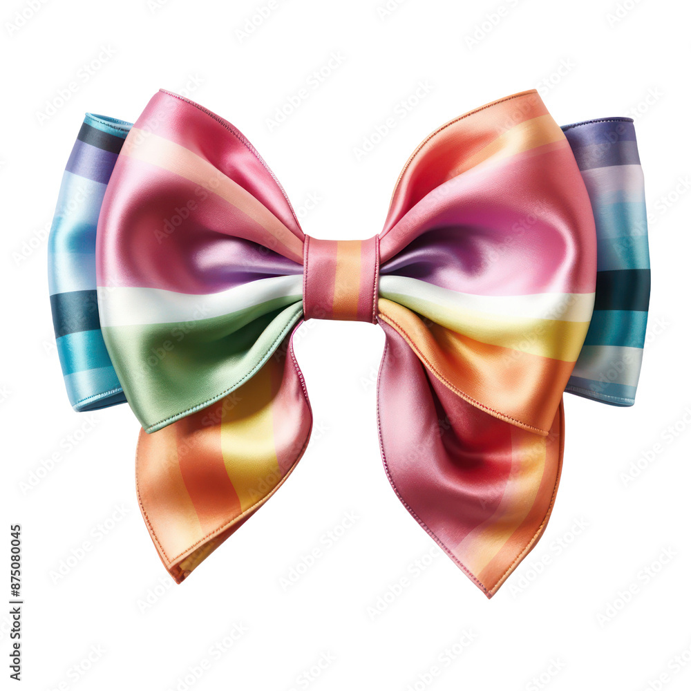 Rainbow color ribbon bow isolate on transparent png. Rainbow color ribbon bow isolate on transparent png.