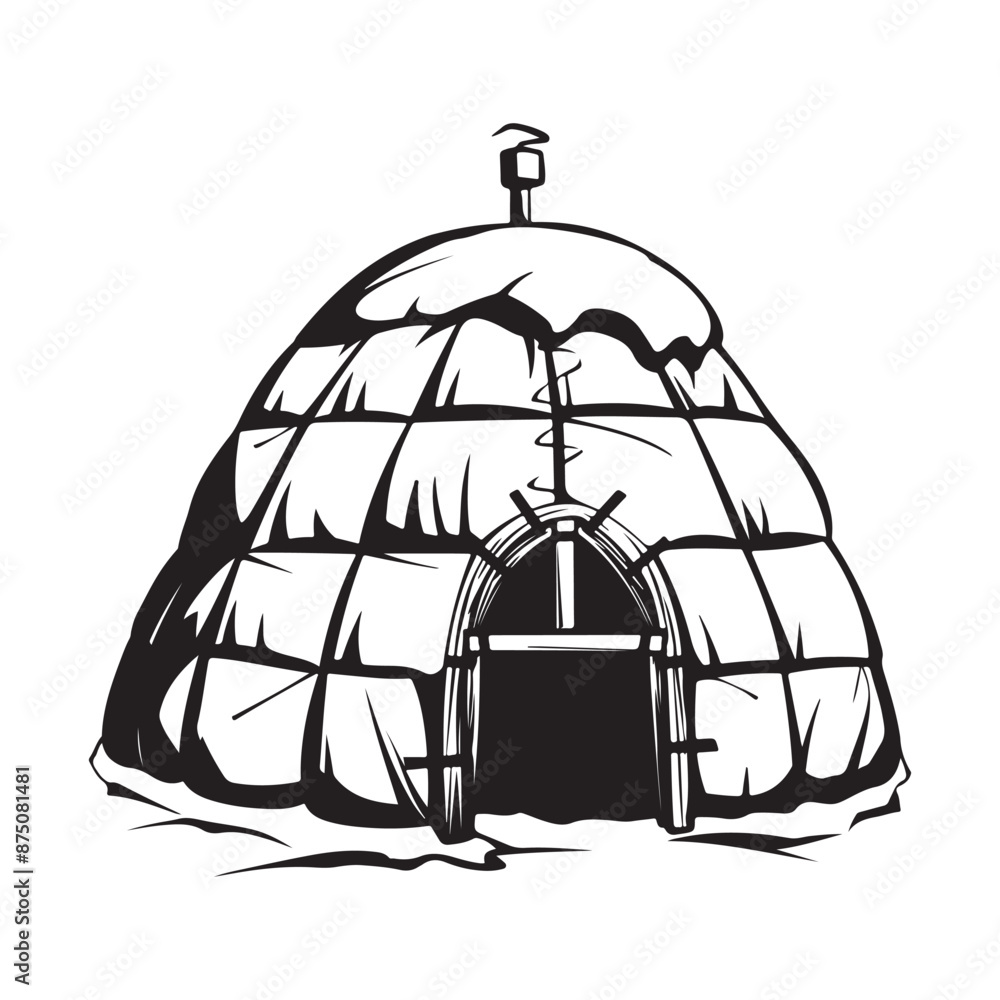Igloo Vector Drawing Design Art Illustration Stock Vector on white background Igloo Vector Drawing Design Art Illustration Stock Vector on white background
